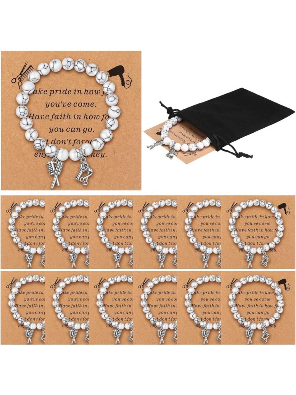 12-Piece Hairstylist Gift Bracelet Set for Women - Stylish & Unique Accessories